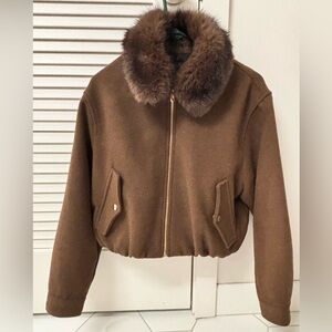 ZARA SOFT FAUX FUR COLLAR BOMBER JACKET
